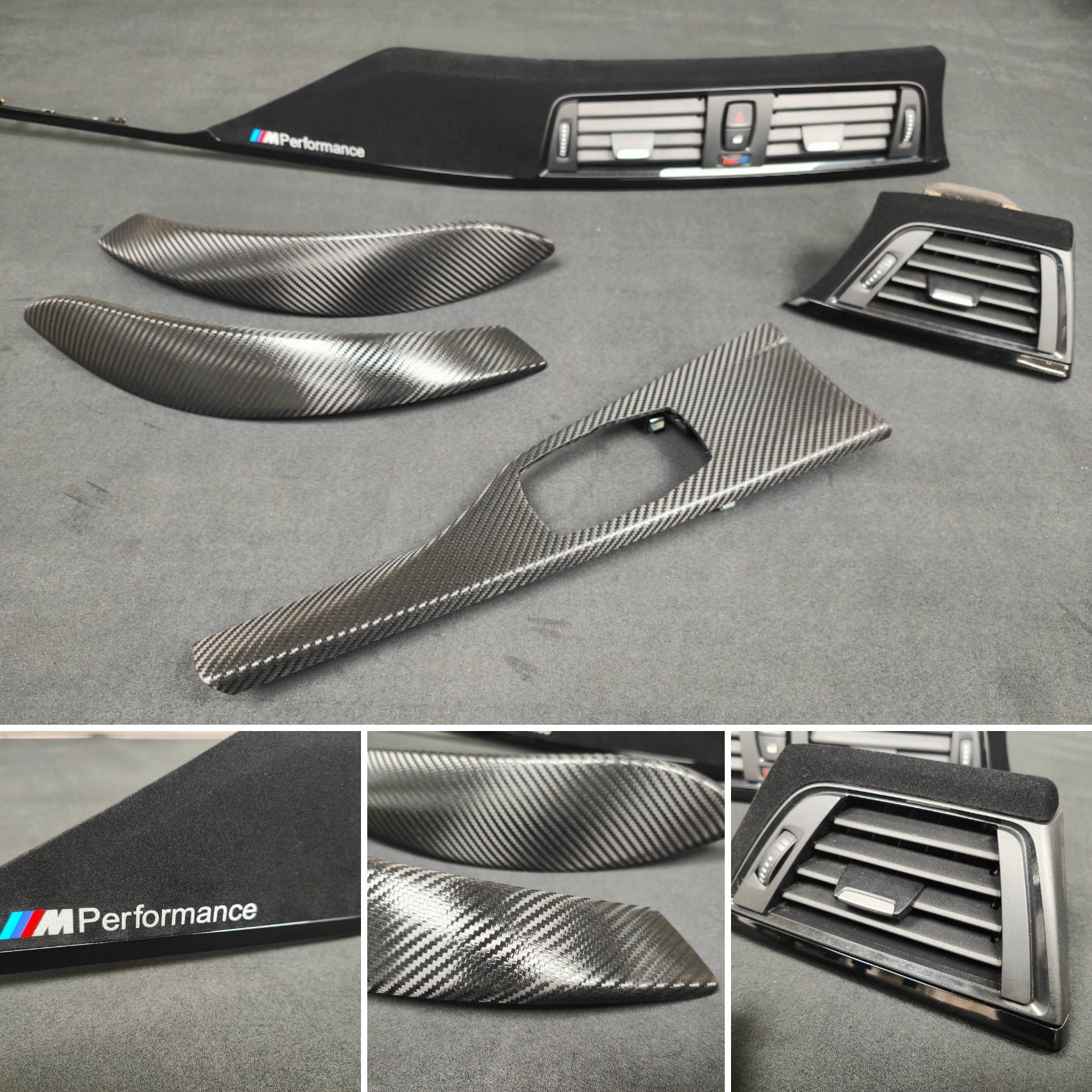BMW F32 COUPE CUSTOM INTERIOR TRIM SET - TEXTURED CARBON / ALCANTARA STYLE / BLACK ACCENT